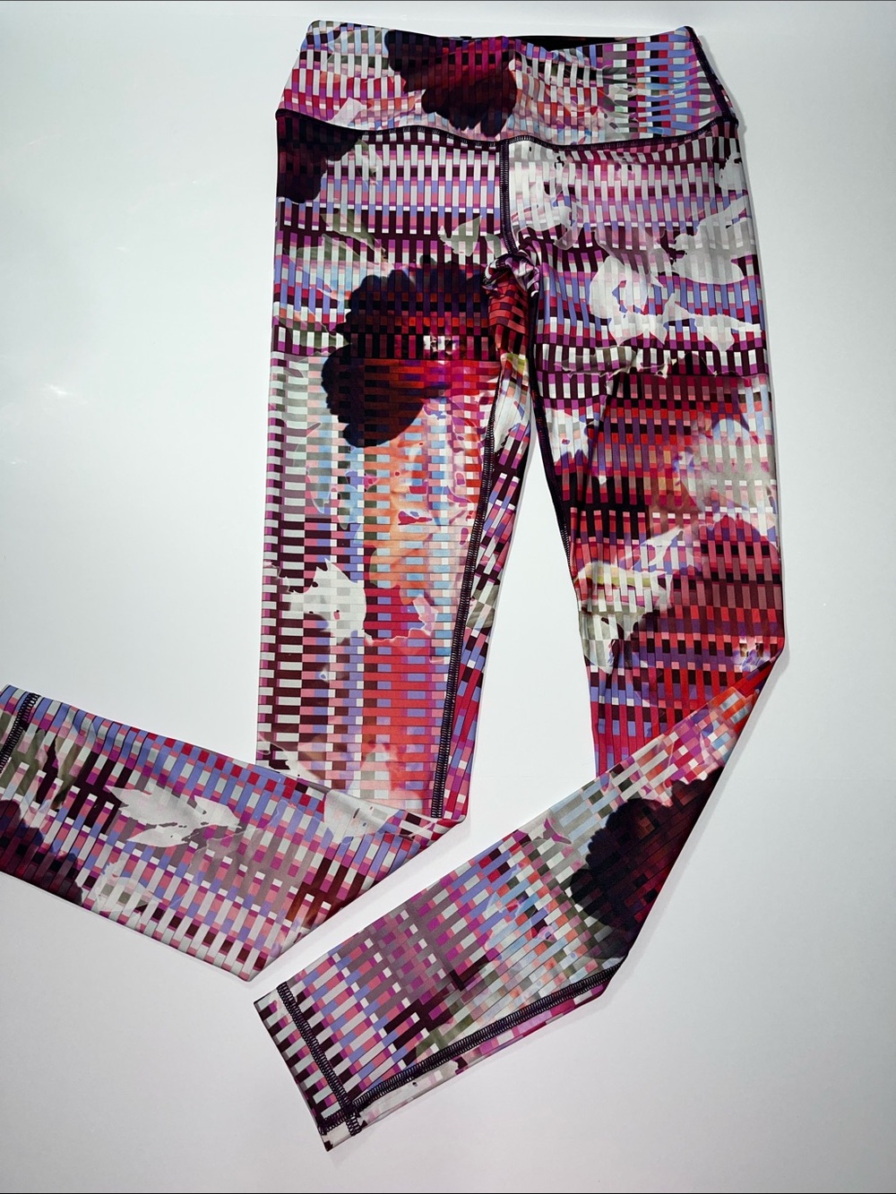 Girls' Multi-Color Floral Stripe Active Leggings